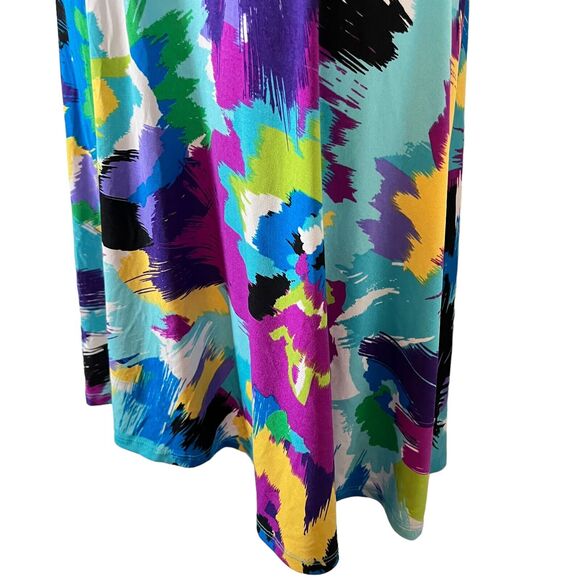 Sandra Darren Womens Colorful Jersey Knit Stretch Sleeveless Fit Flare Dress 10 - Picture 10 of 16
